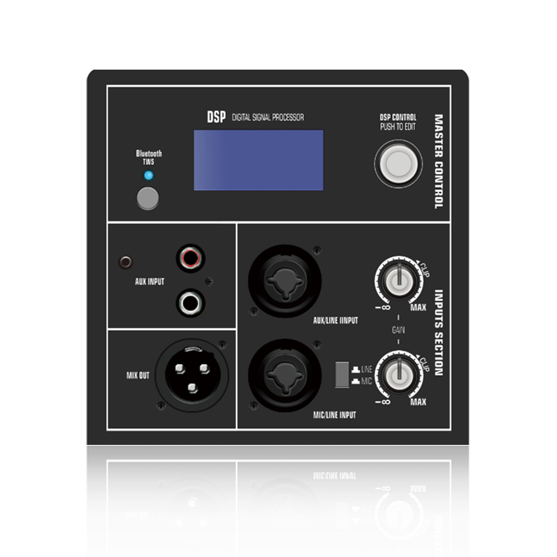 DSP1901: อินพุต RCA สเตอริโอพร้อมปุ่มควบคุม DSP แบบปุ่มเดียว ADAU1701 จากโมดูลการทำงาน DSP