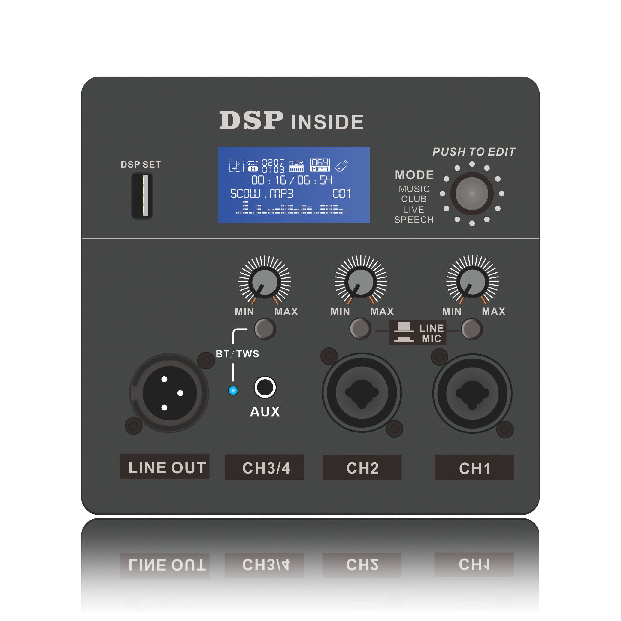 DSP1801: โมดูลการทำงาน DSP ที่ใช้ลำโพงความถี่เต็มที่ใช้งาน ADAU1701