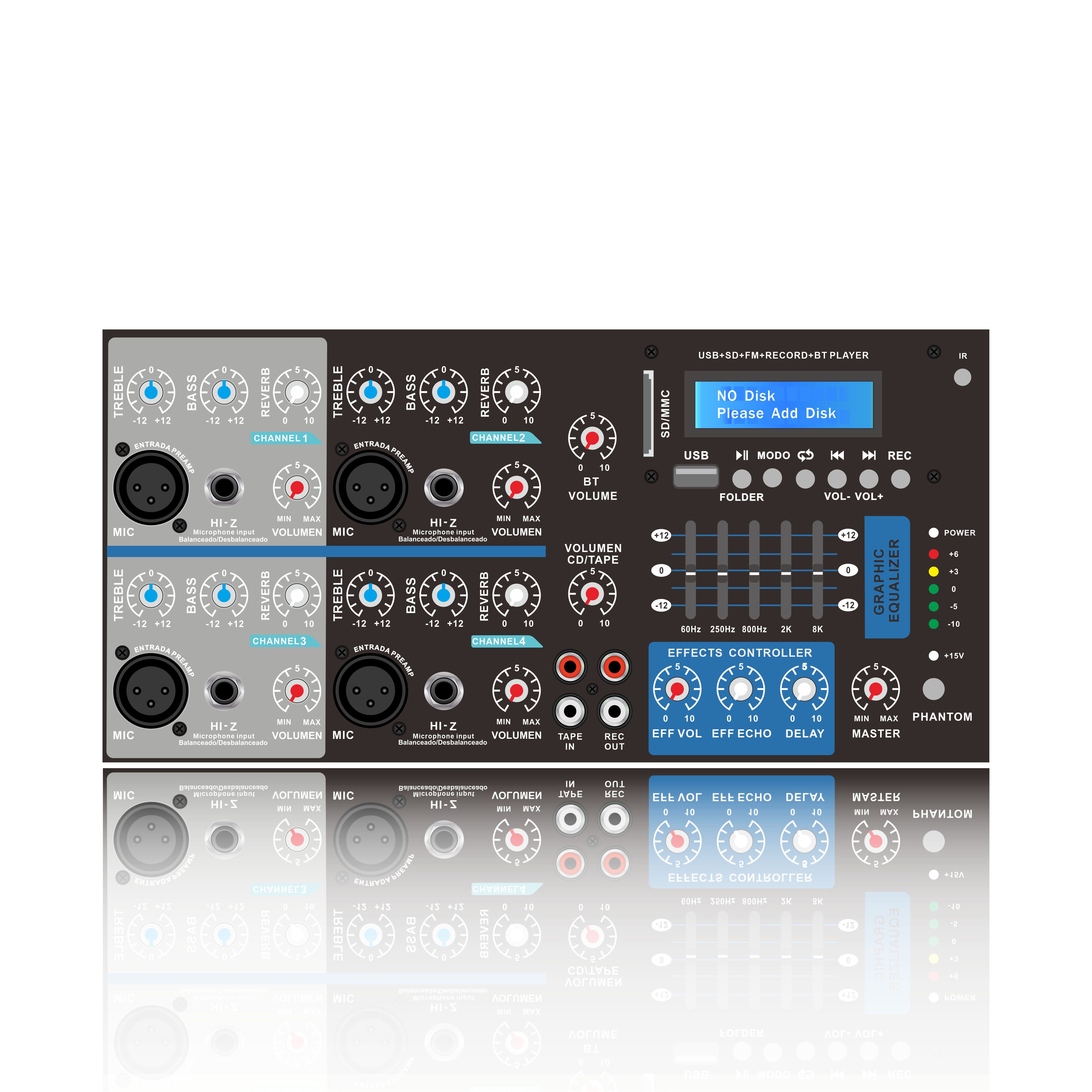 แอมพลิฟายเออร์มิกเซอร์คาราโอเกะบลูทูธขับเคลื่อน 4 ช่อง SB4200