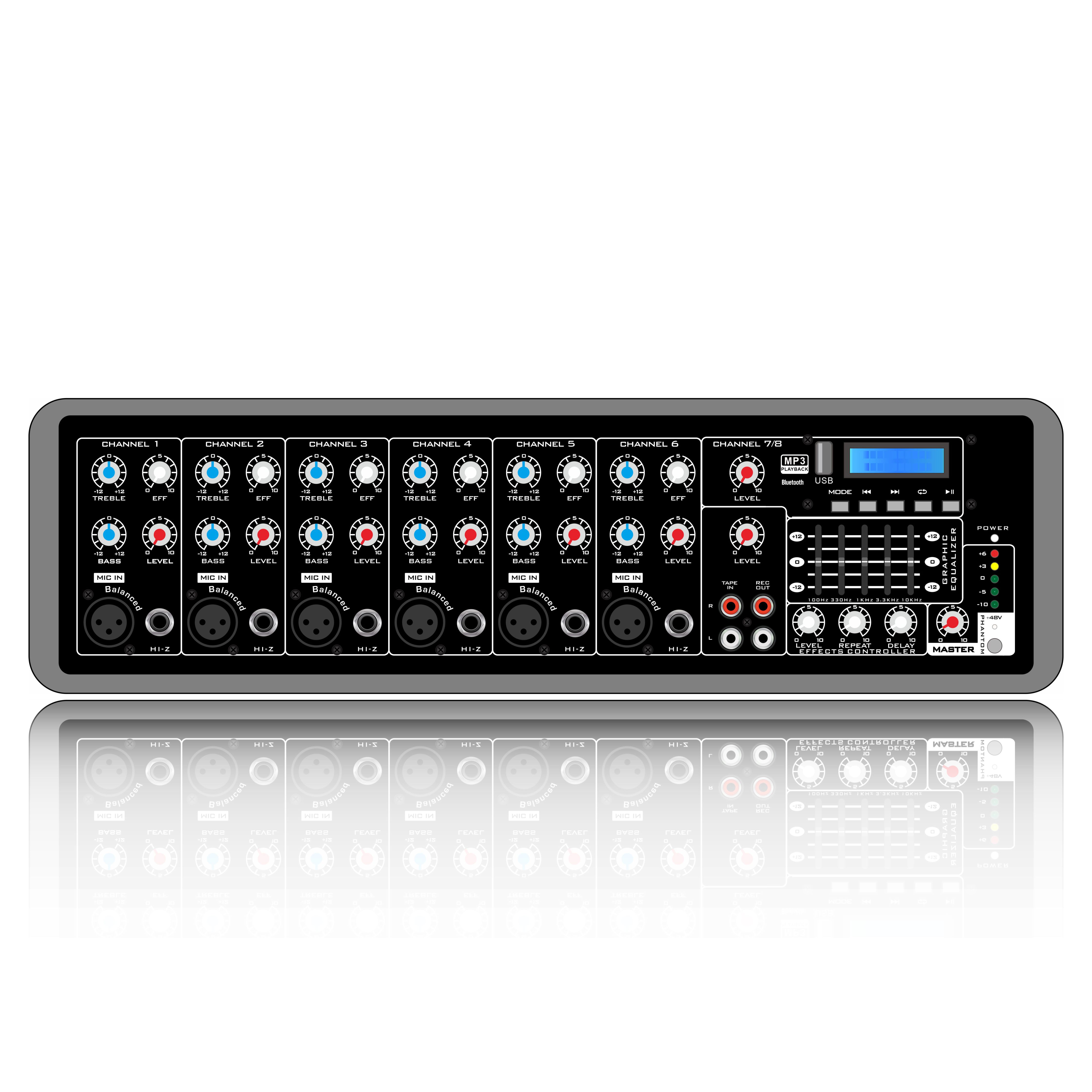 มิกเซอร์ PA แบบกล่องพลาสติก 8 ช่อง SD506