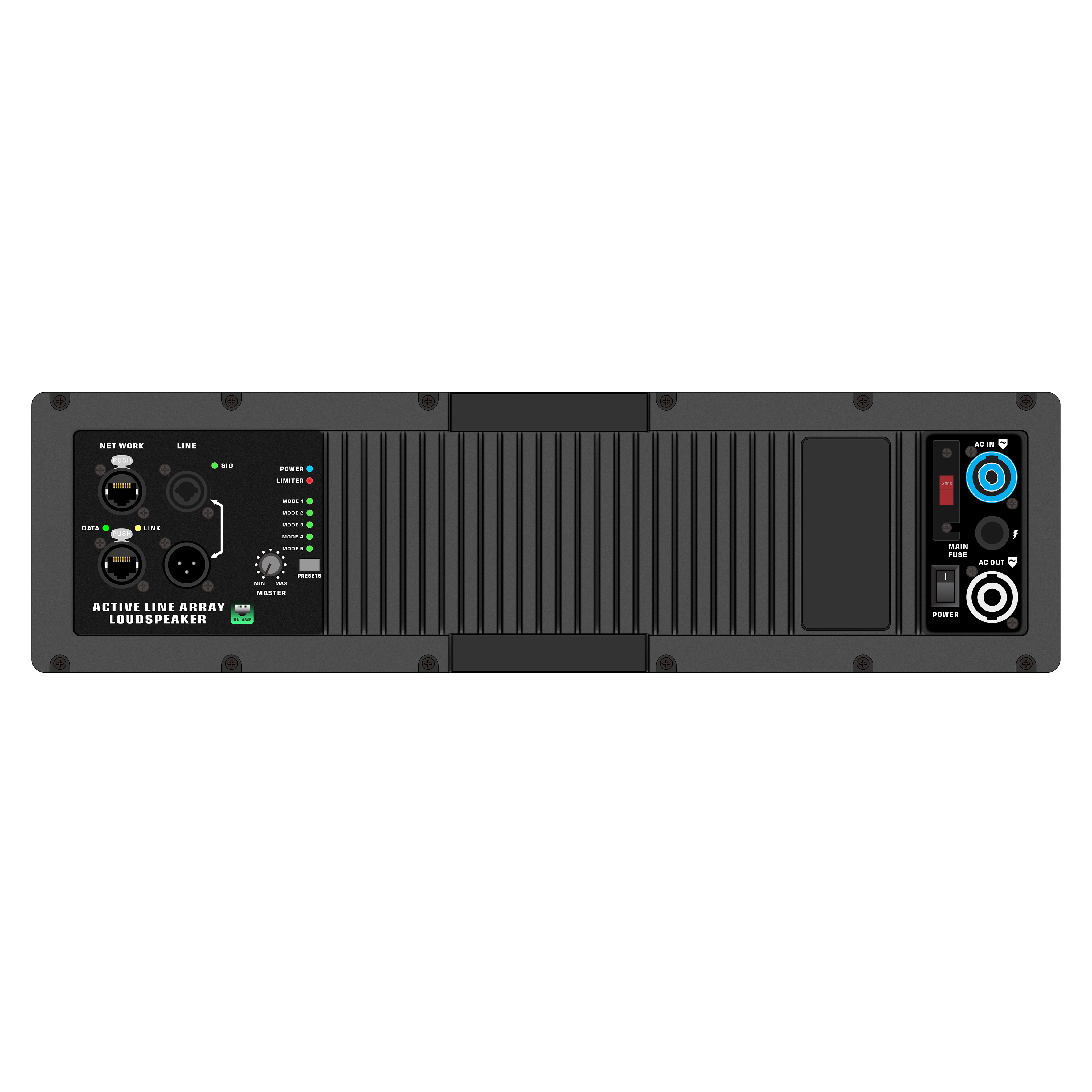 HG485-212 เครื่องขยายสัญญาณระบบ Line Array แบบแอ็คทีฟพร้อมขั้วต่อ RJ45